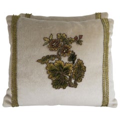Antique Pair of Pillows with French Floral Applique