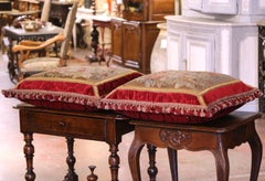Pair of Pillows with Trim and Tassels Made with 18th Century Aubusson Tapestry