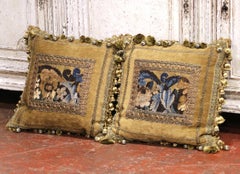 Pair of Pillows with Trim made with 18th Century Aubusson Tapestry Fragments
