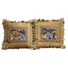 Pair of Pillows with Trim made with 18th Century Aubusson Tapestry Fragments