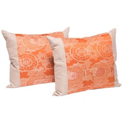 Pair of Pillows with Vintage Silk Obi Panels