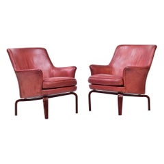 Pair of "Pilot" Leather Armchairs by Arne Norell, Sweden