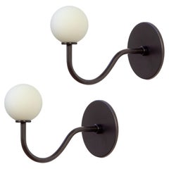 Pair of Pin Up Wall Sconces by Research.Lighting, Black, 3in Glass, MTO