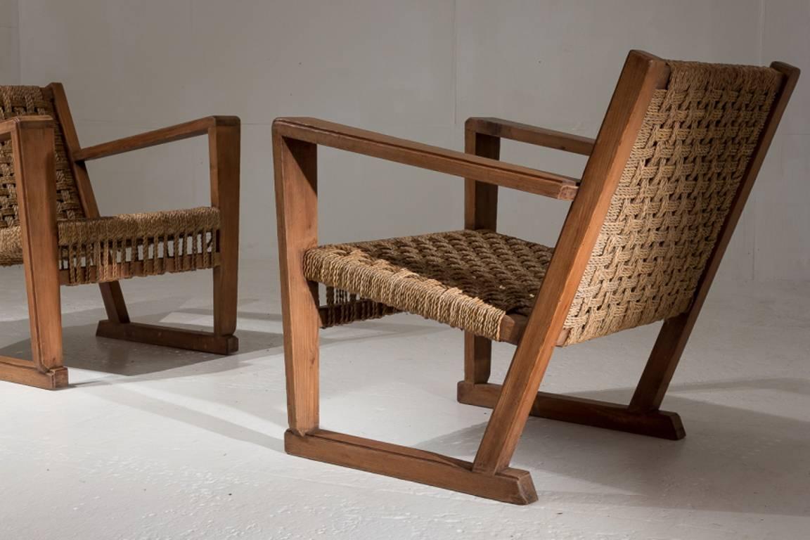Pair of Pine and Reed Chairs 1