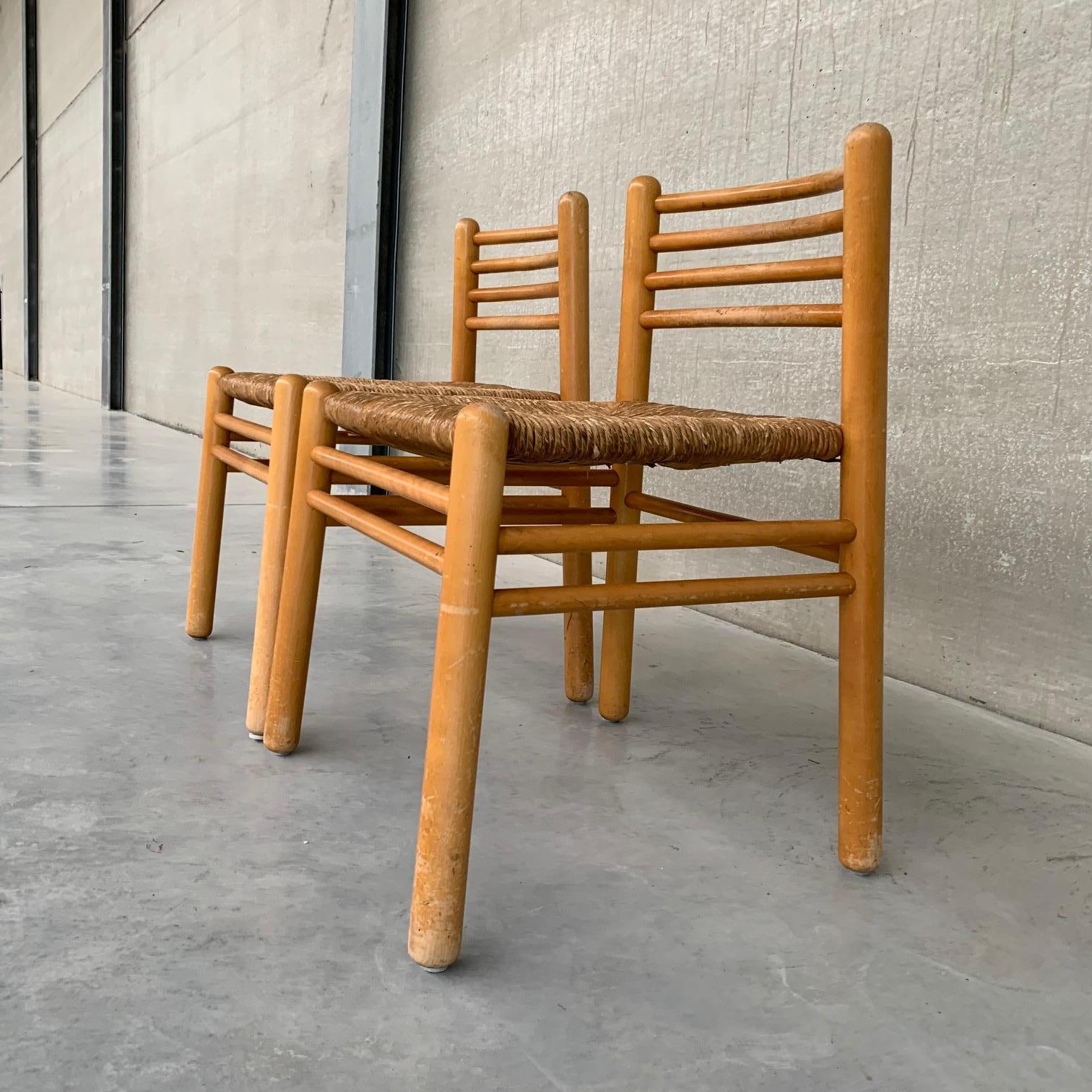 Pair of Pine and Rush Mid-Century Dutch Chairs For Sale 6