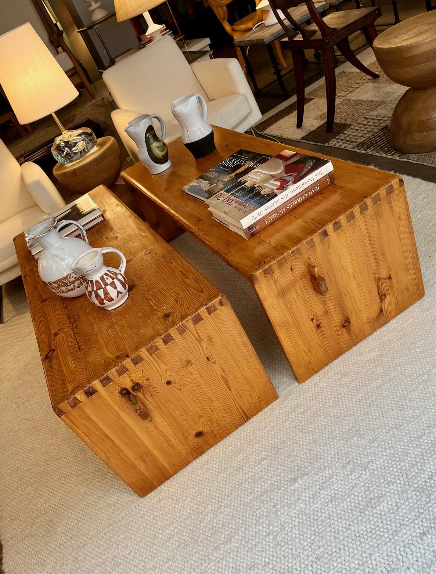 Pair of pine benches, 