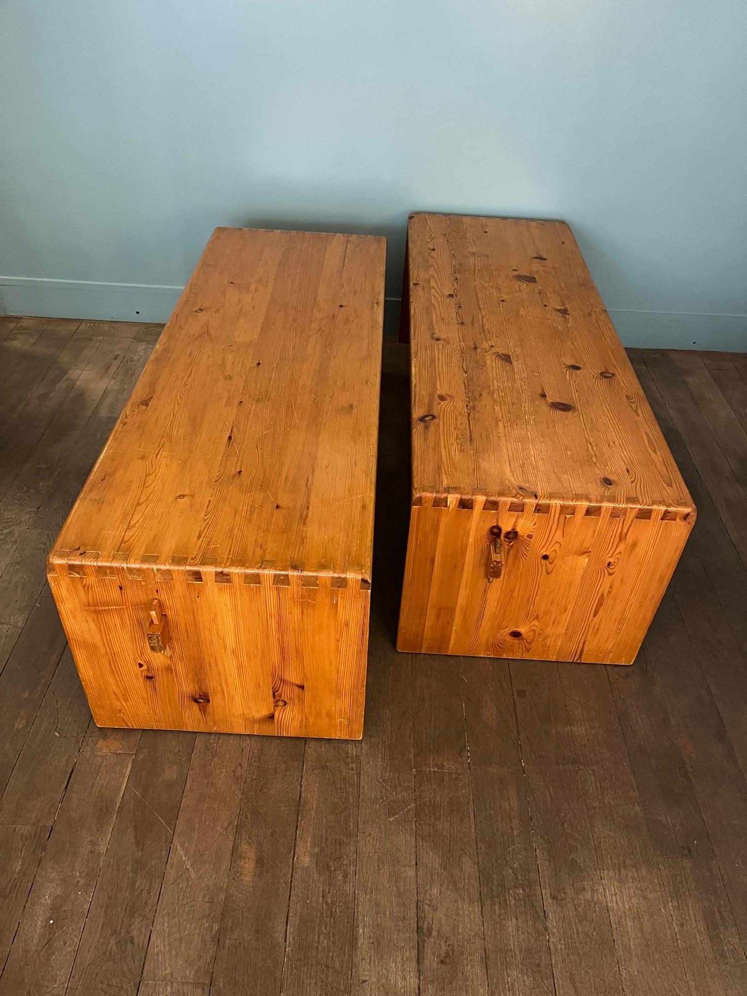 Pine Pair of pine benches, 