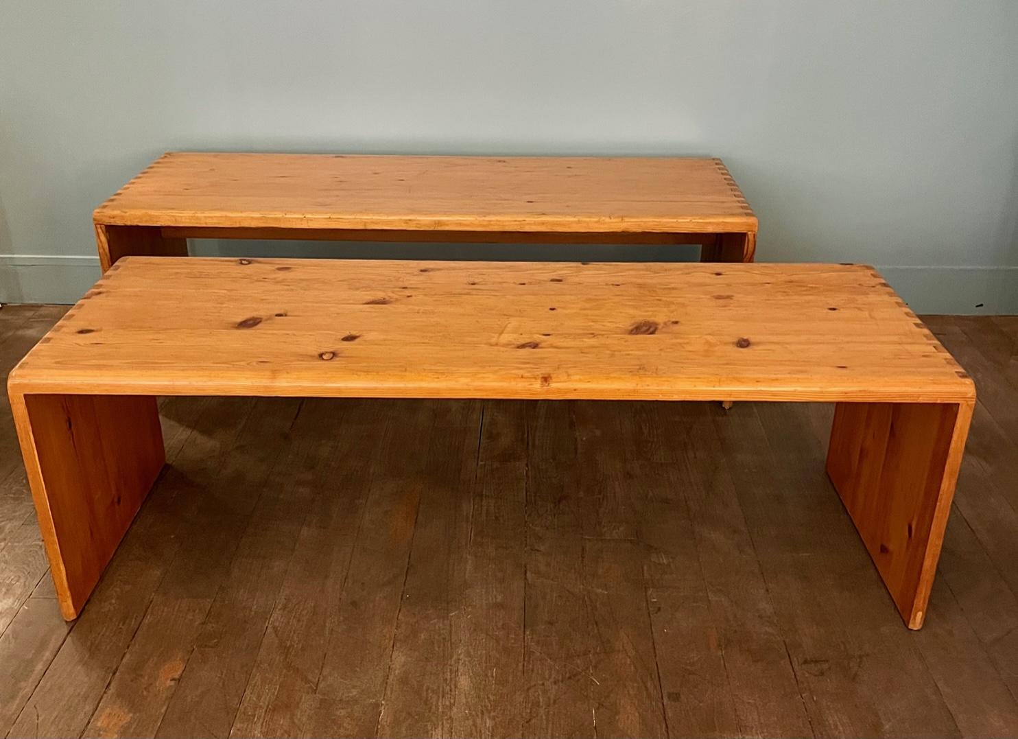Pair of pine benches, 