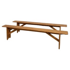  Pair of pine benches, DLG Charlotte Perriand