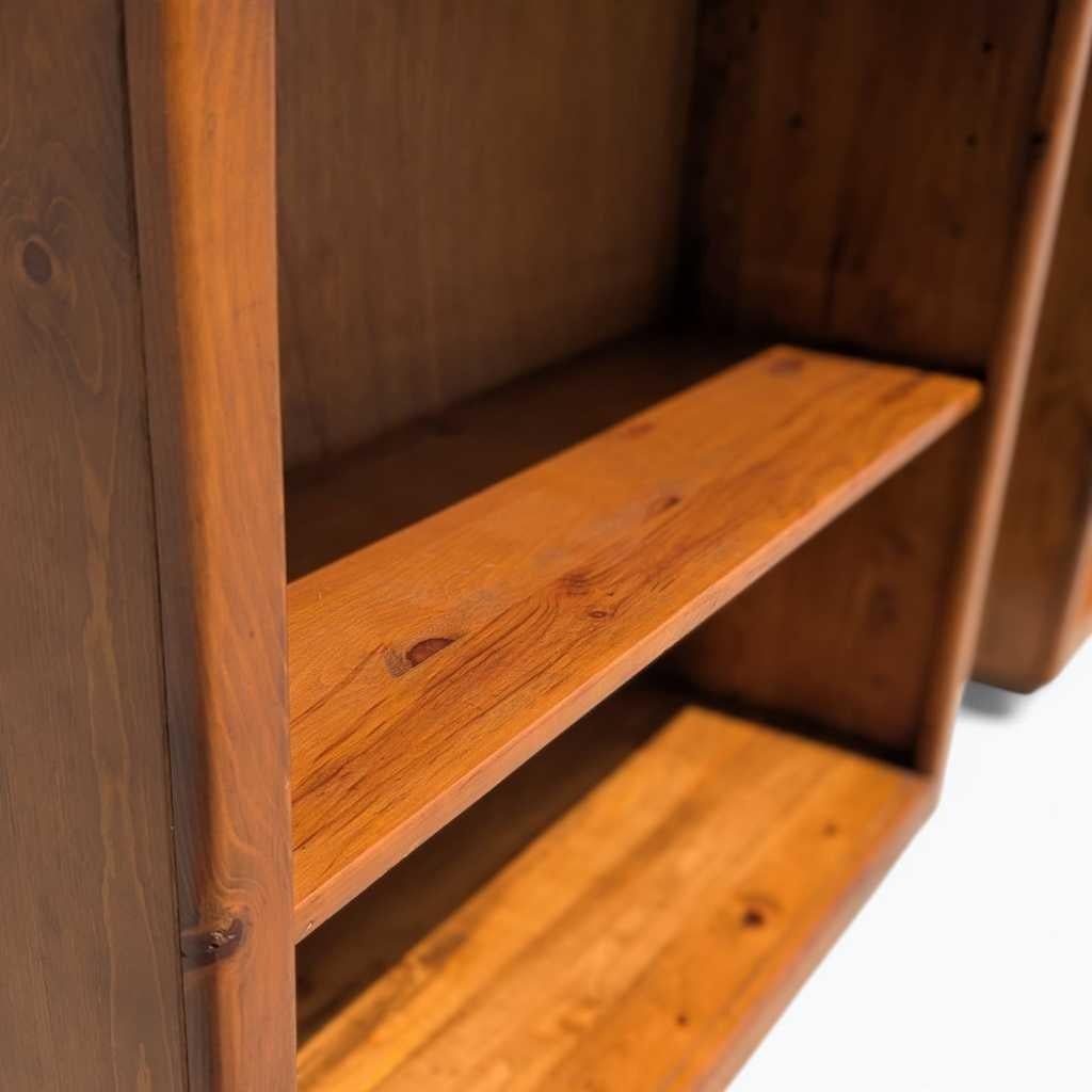 Pair of Pine Bookcases, Adjustable Shelves, Rustic Solid Wood, c. 1970s USA For Sale 13