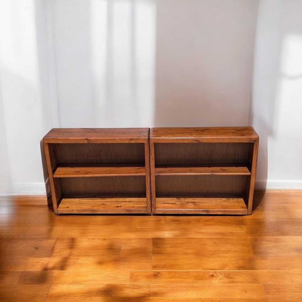 Pair of Pine Bookcases, Adjustable Shelves, Rustic Solid Wood, c. 1970s USA For Sale 1