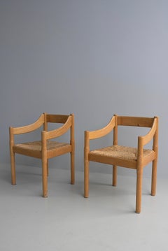 Pair of Pine "Carimate" Chairs by Vico Magistretti voor Cassina, Italy 1960's