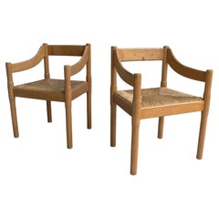 Pair of Pine "Carimate" Chairs by Vico Magistretti voor Cassina, Italy 1960's