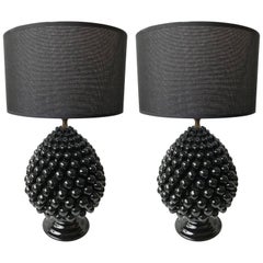 Pair of Pine Ceramic Lamps by Firlaro, Italy, 1980s