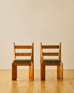 Pair of Pine Chairs by Alain Marcoz c. 1970