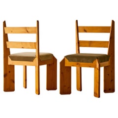 Pair of Pine Chairs by Alain Marcoz c. 1970