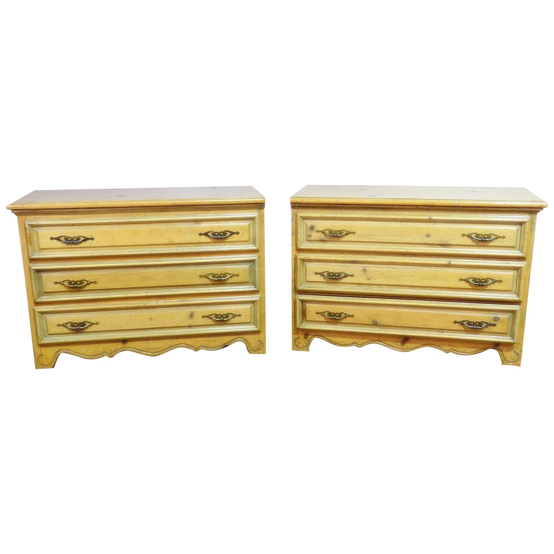 Pair of English Country Pine Dresser Commode Chests C1930s