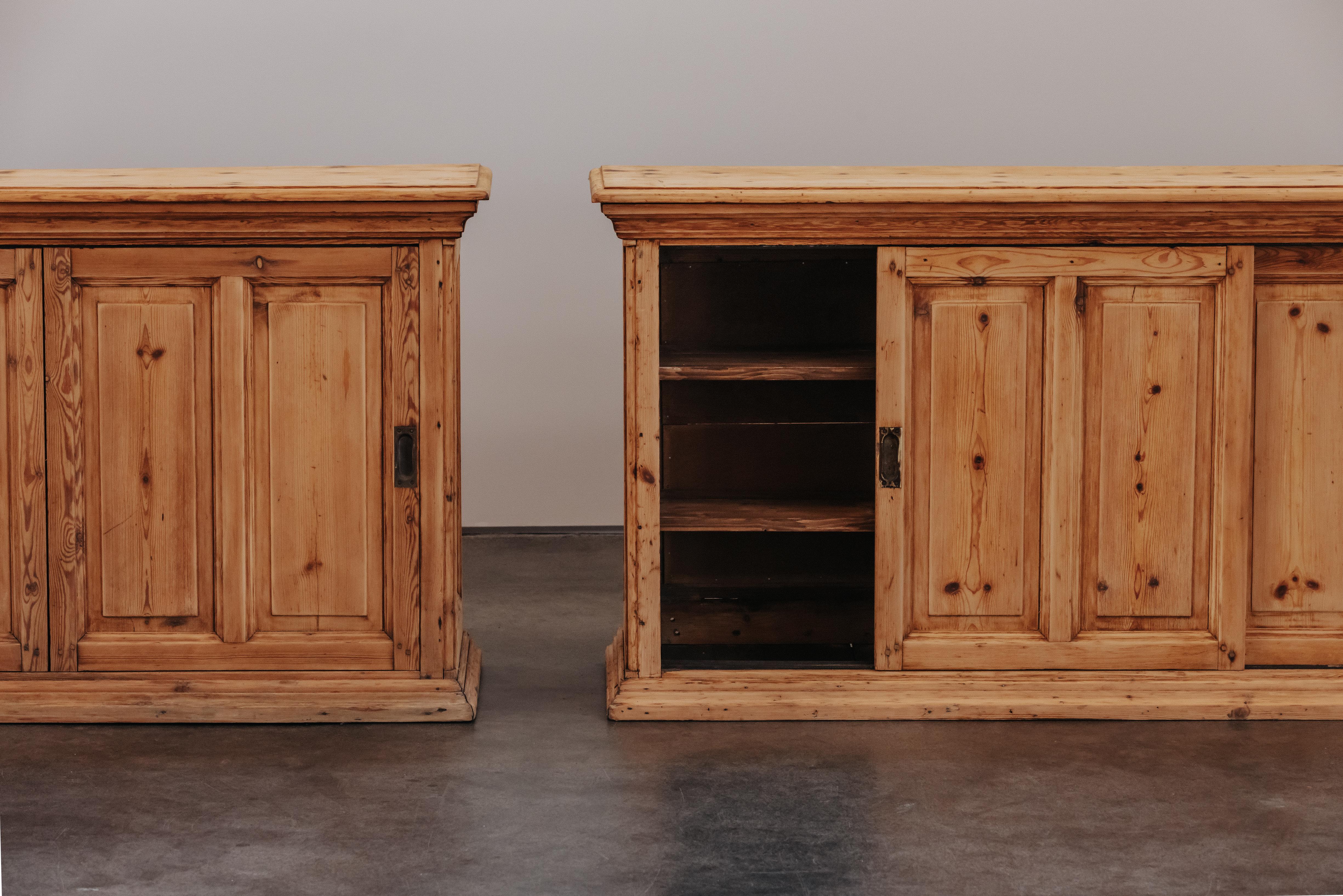 European Pair Of Pine Library Cabinets From France, Circa 1940