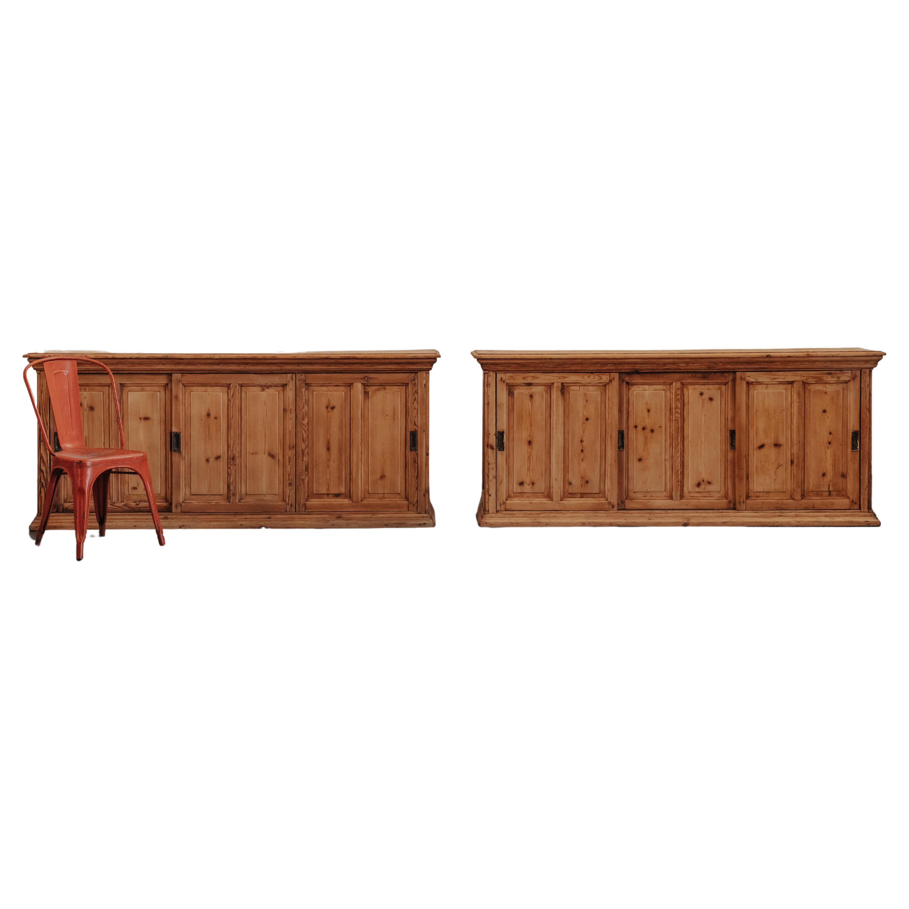 Pair Of Pine Library Cabinets From France, Circa 1940