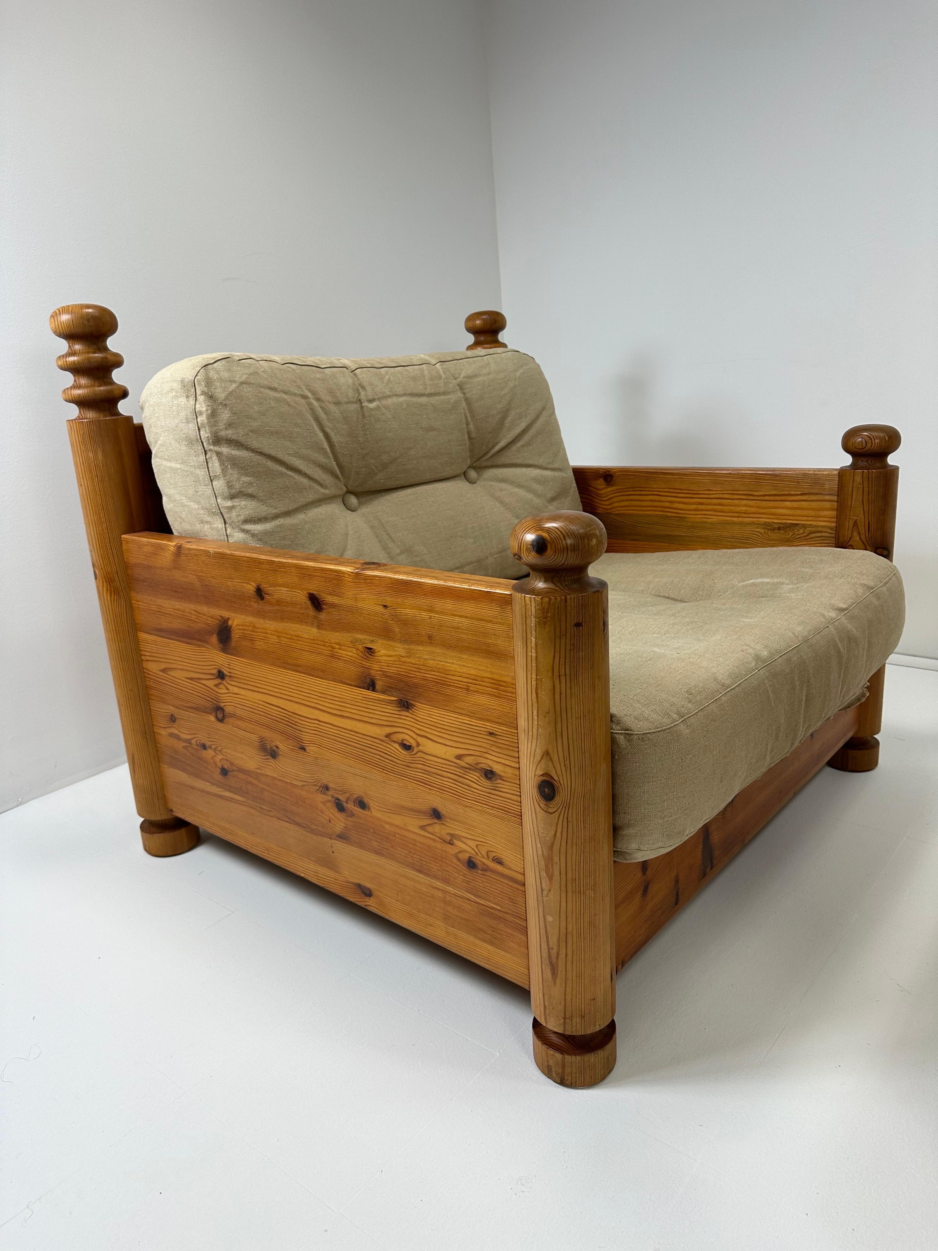 20ième siècle Paire de chaises longues en pin par Uno et Osten Kristiansson en vente
