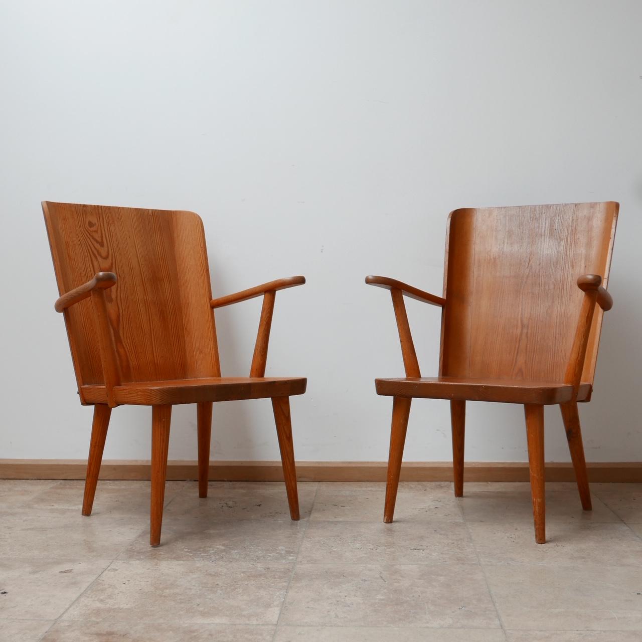 Pair of Pine Mid-Century Armchairs by Göran Malmvall for Svesnk Fur 8