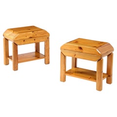 Pair of Pine Nightstands by Regain, France 1960's