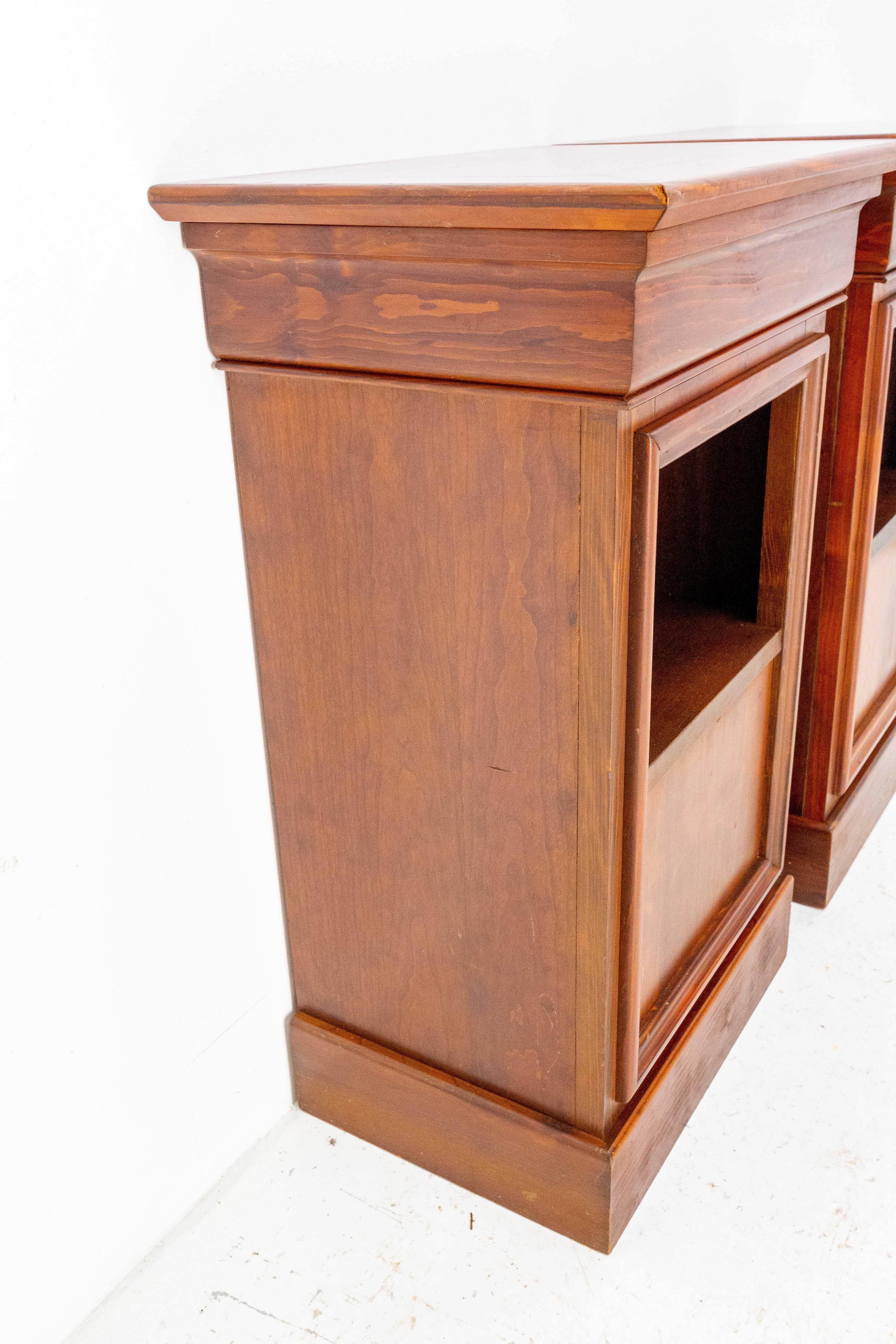 Pair of Pine Nightstands Side Cabinets Bedside Tables Louis Philippe St., French 3