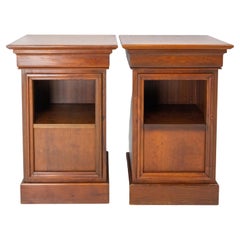 Vintage Pair of Pine Nightstands Side Cabinets Bedside Tables Louis Philippe St., French