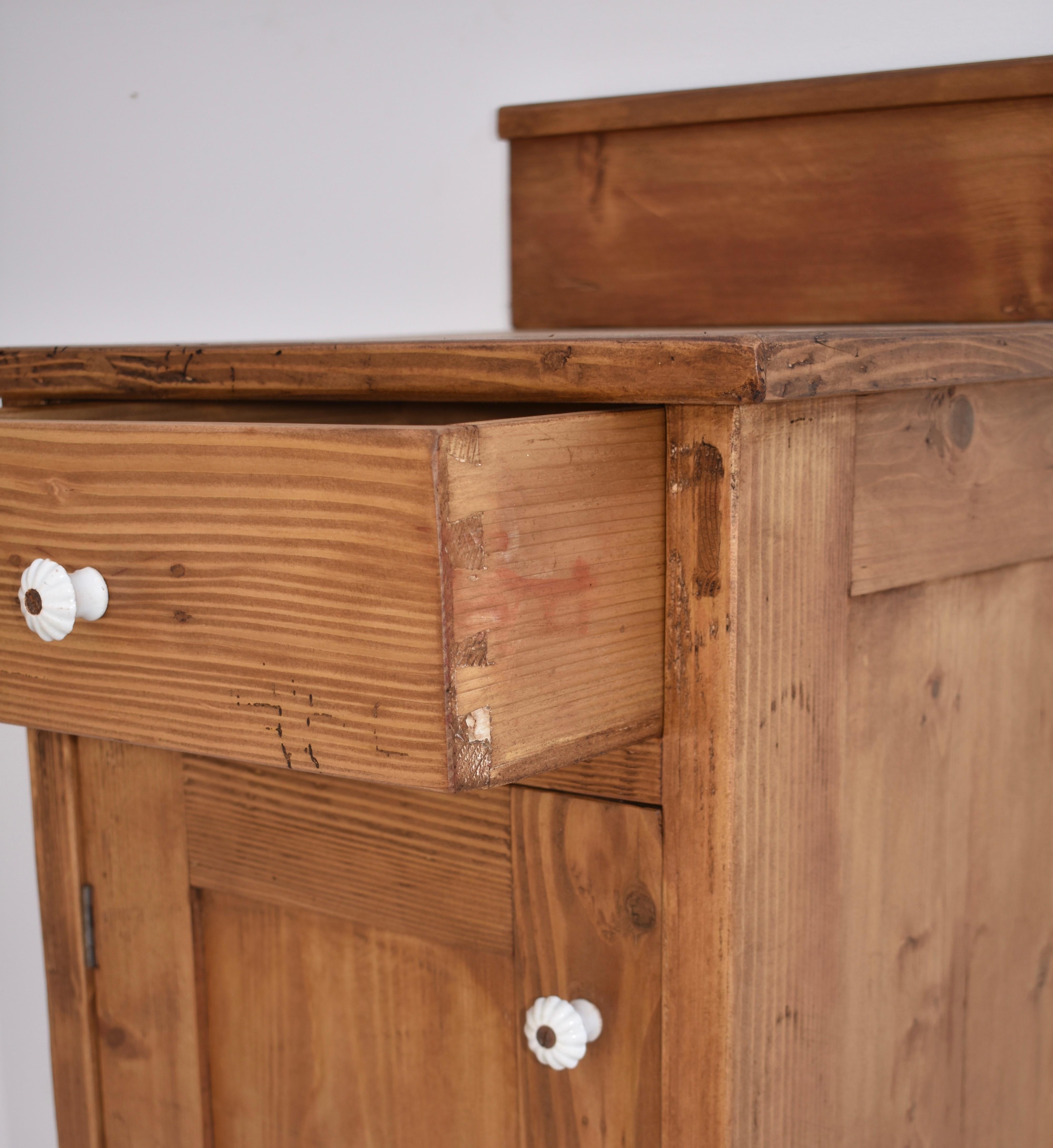 Pair of Pine Nightstands with Removable Splash Back 1