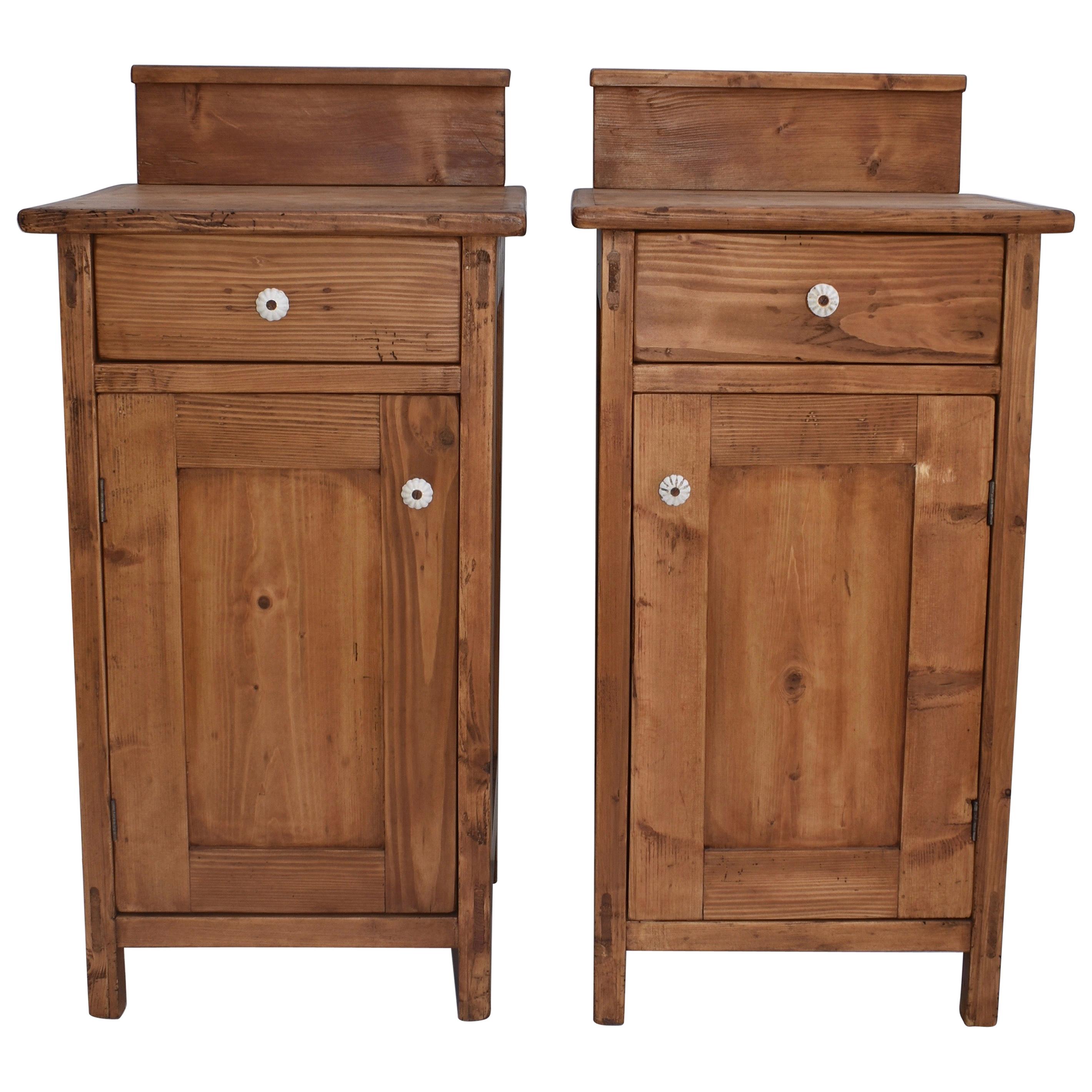Pair of Pine Nightstands with Removable Splash Back