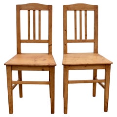 Pair of Pine Plank Seat Chairs