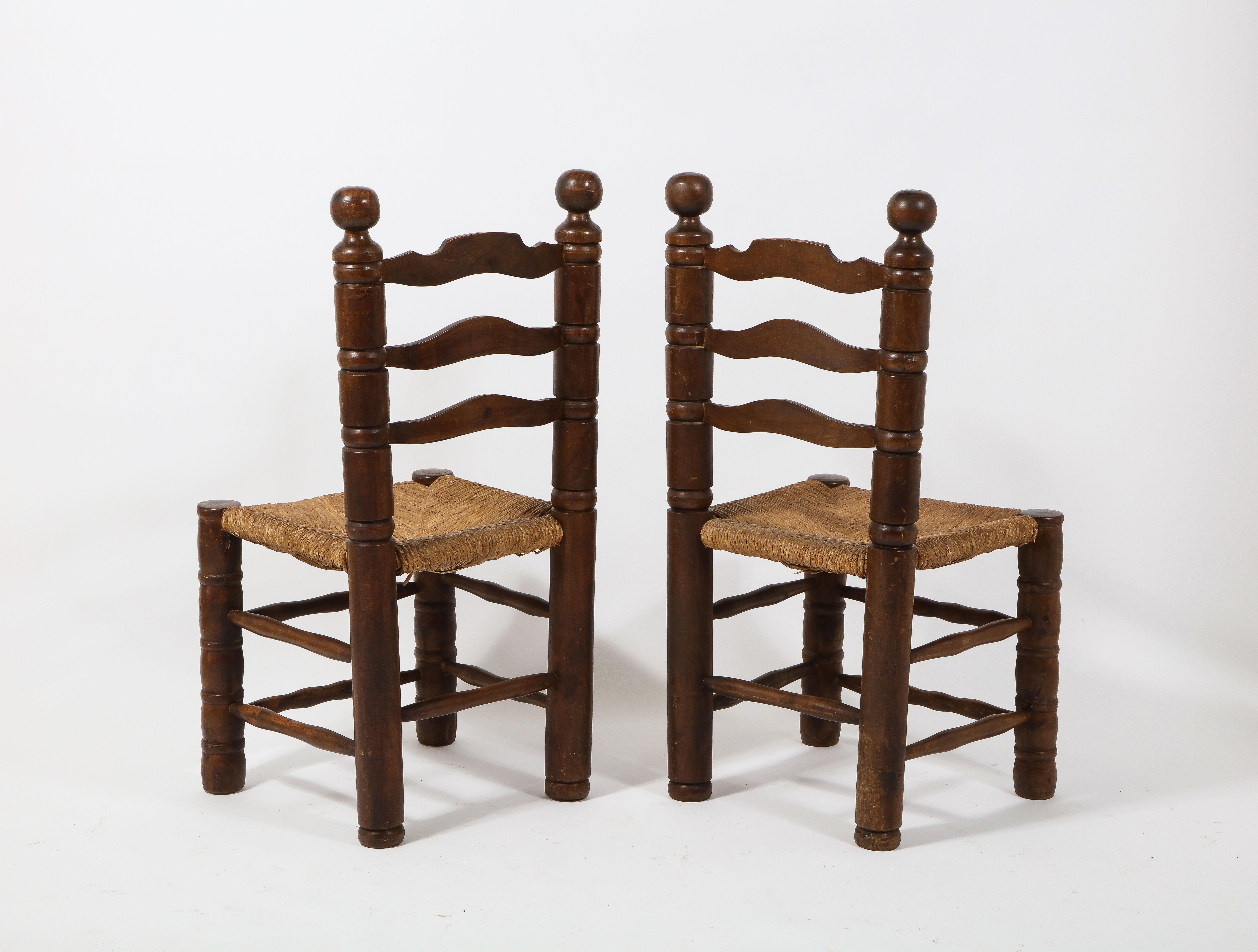 Pair of Pine & Rush Spanish Fireside Chairs, Spain, 1960's 5