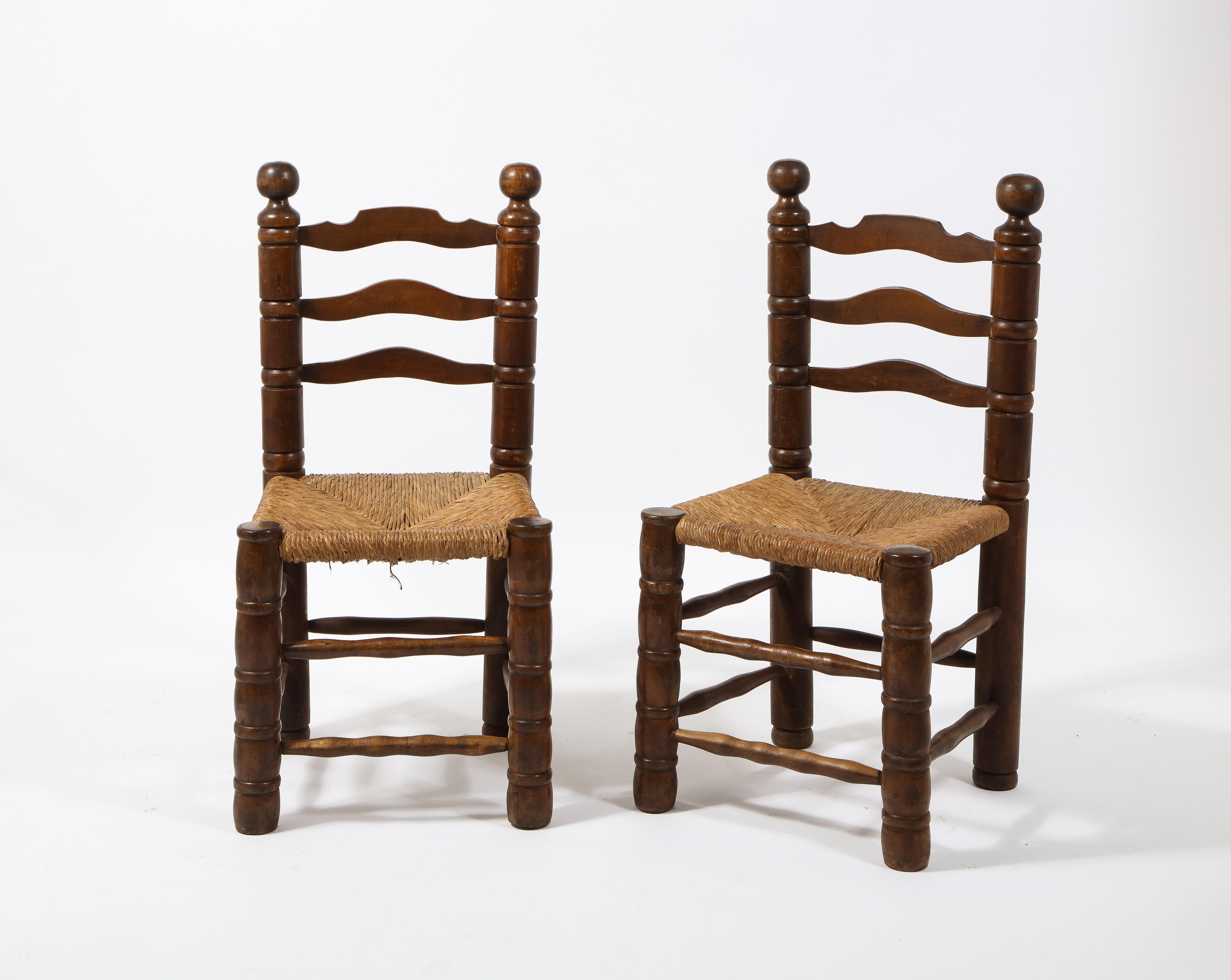 Rustic Pair of Pine & Rush Spanish Fireside Chairs, Spain, 1960's