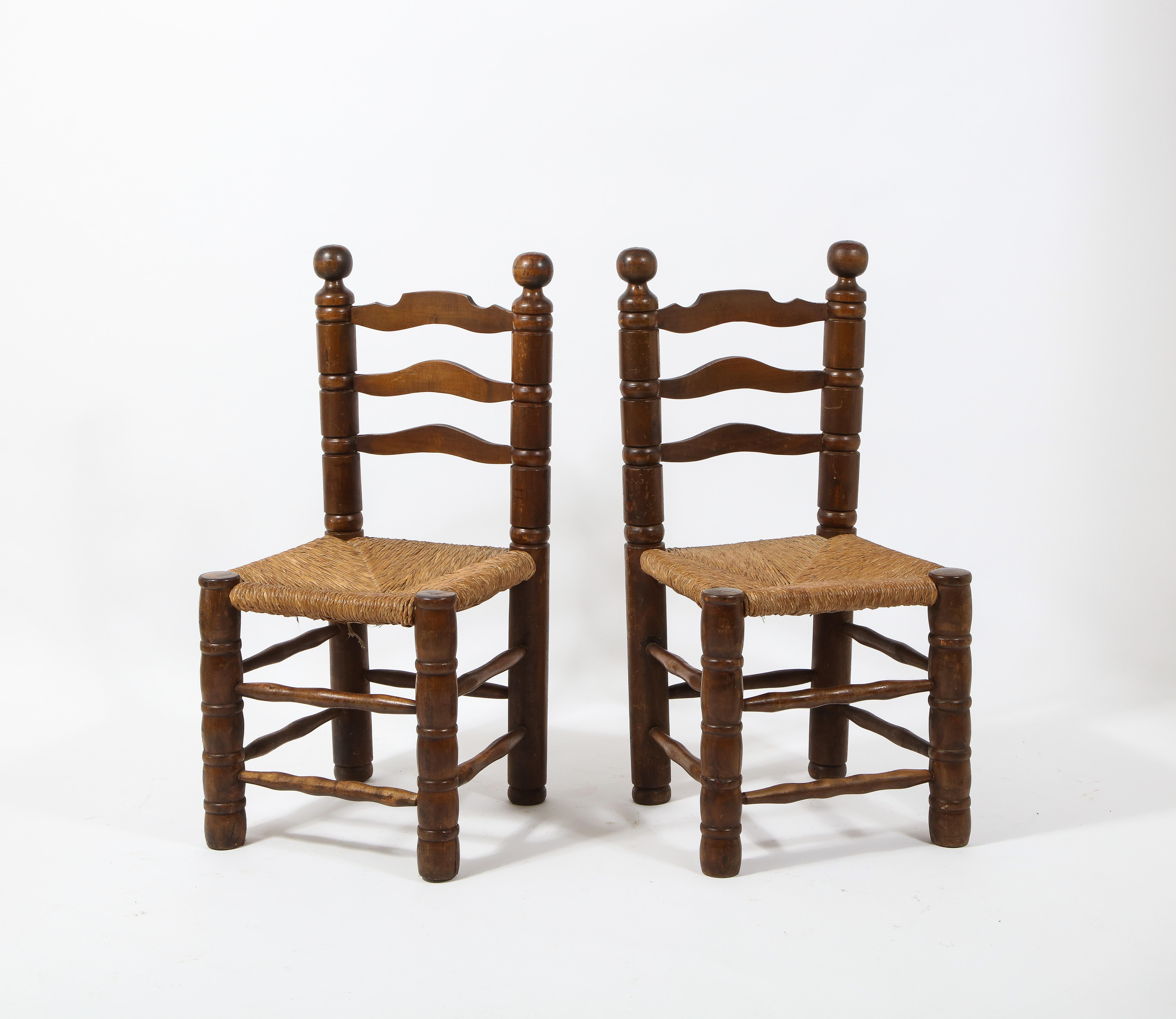 Pair of Pine & Rush Spanish Fireside Chairs, Spain, 1960's 1