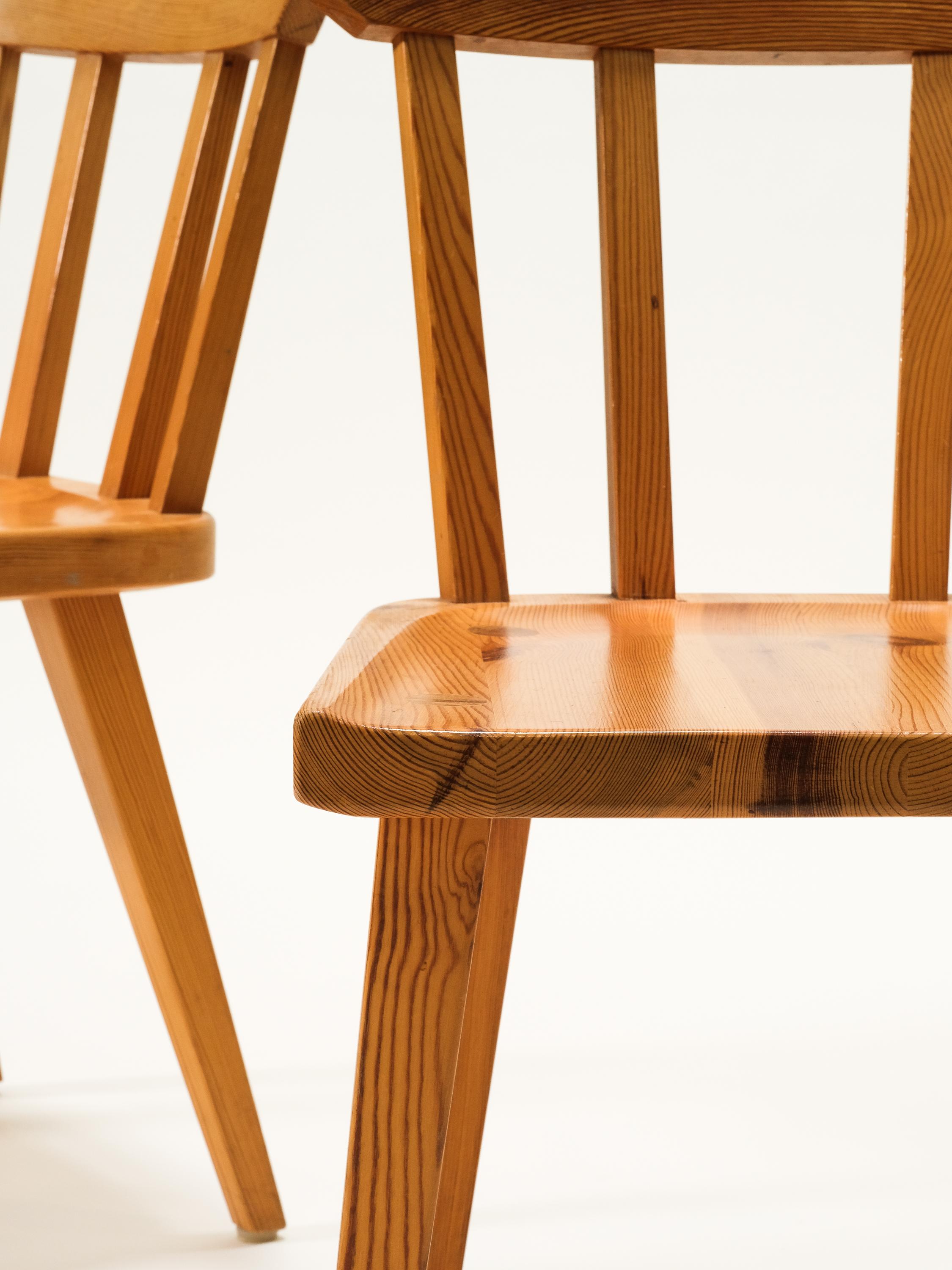 Late 20th Century Pair of Pine Side Chairs by Göran Malmvall for Karl Andersson & Söner, 1970s For Sale
