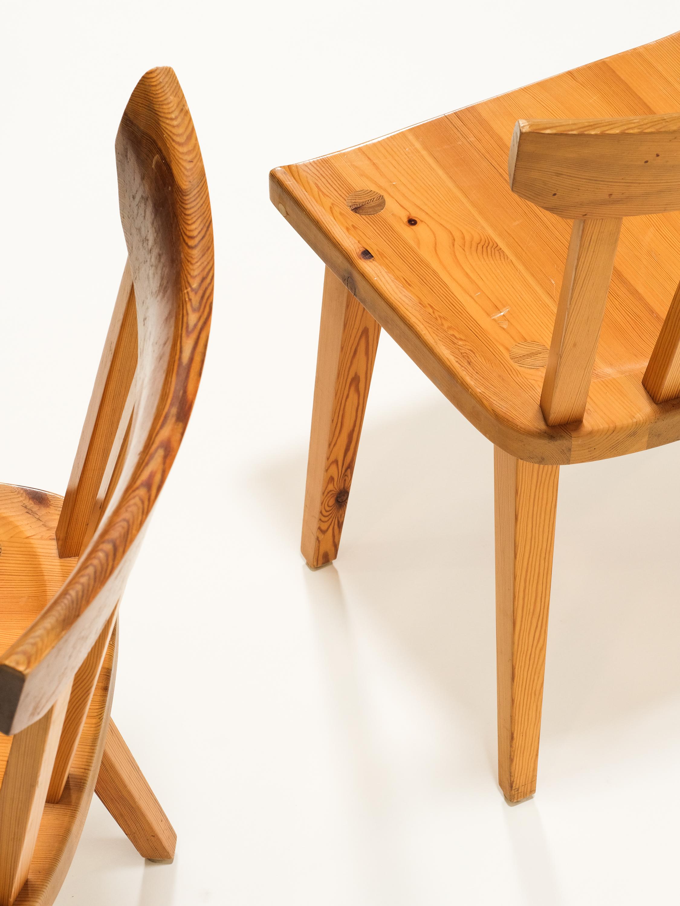 Pair of Pine Side Chairs by Göran Malmvall for Karl Andersson & Söner, 1970s For Sale 2