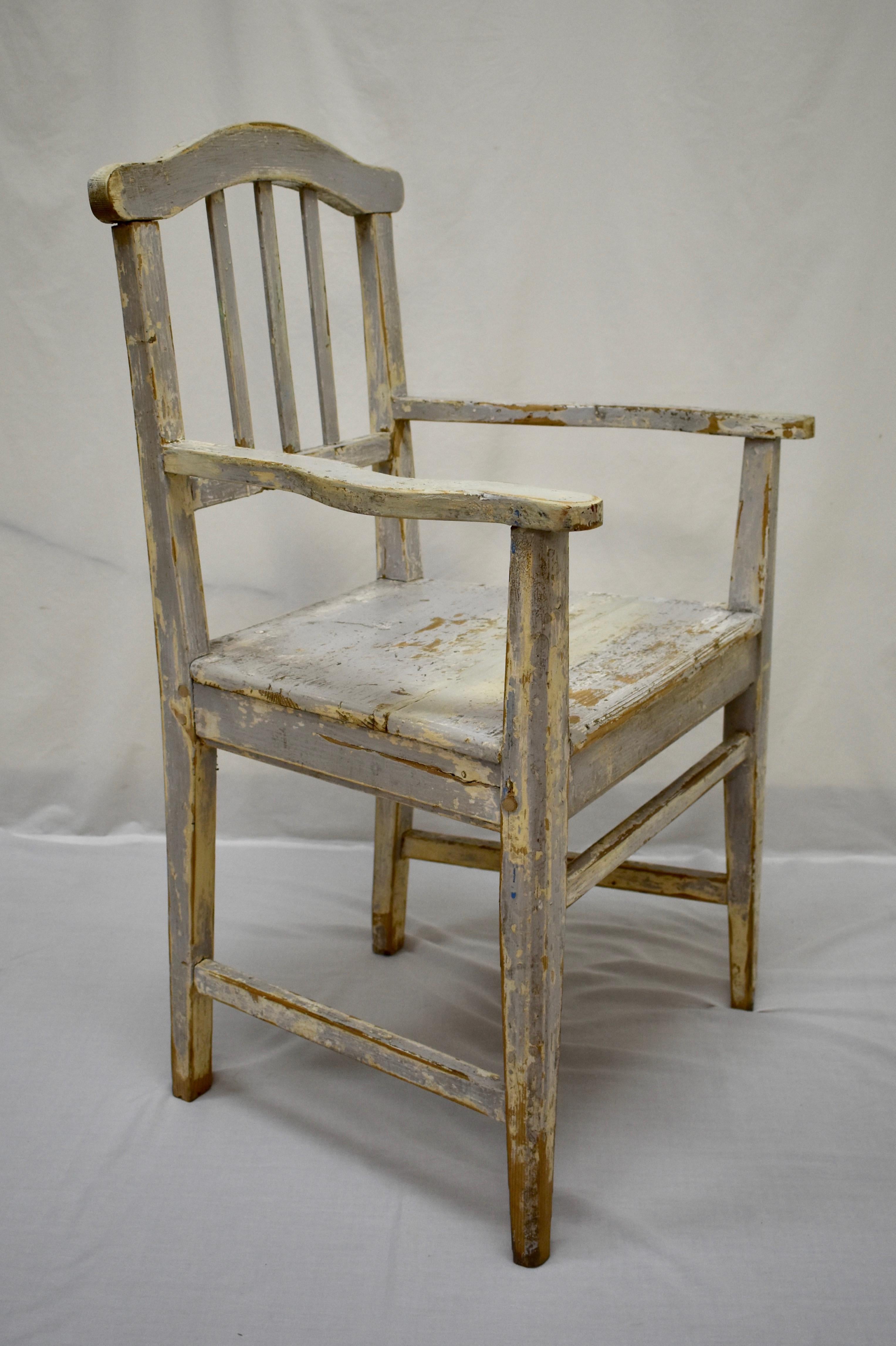 Pair of Pine Slatback Plank Seat Armchairs 4