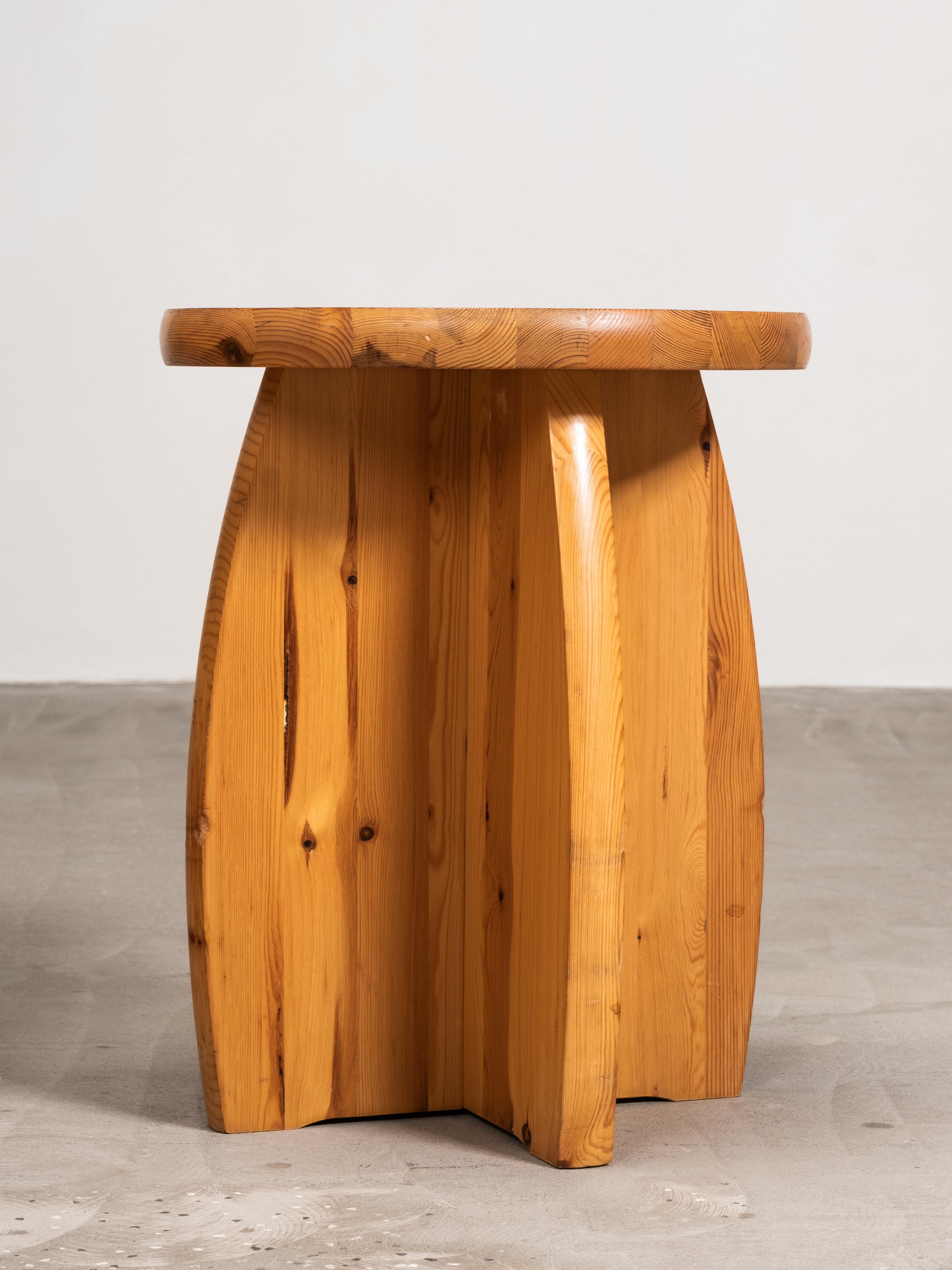 Pair of Pine Stools, Brutalist Style, Sweden, 1970s For Sale 6