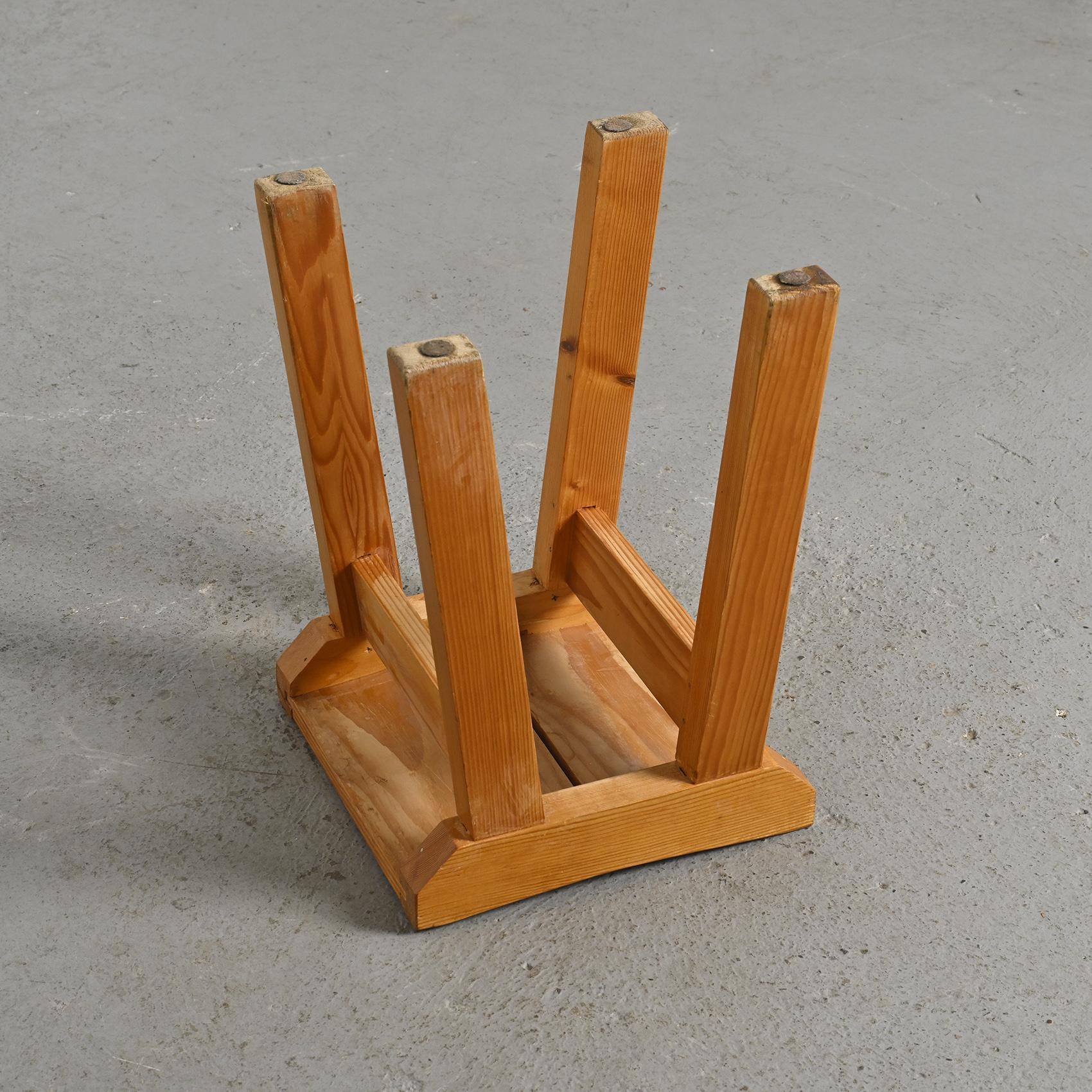 Pair of pine stools by Christian Durupt, Les Arcs 1960 For Sale 3