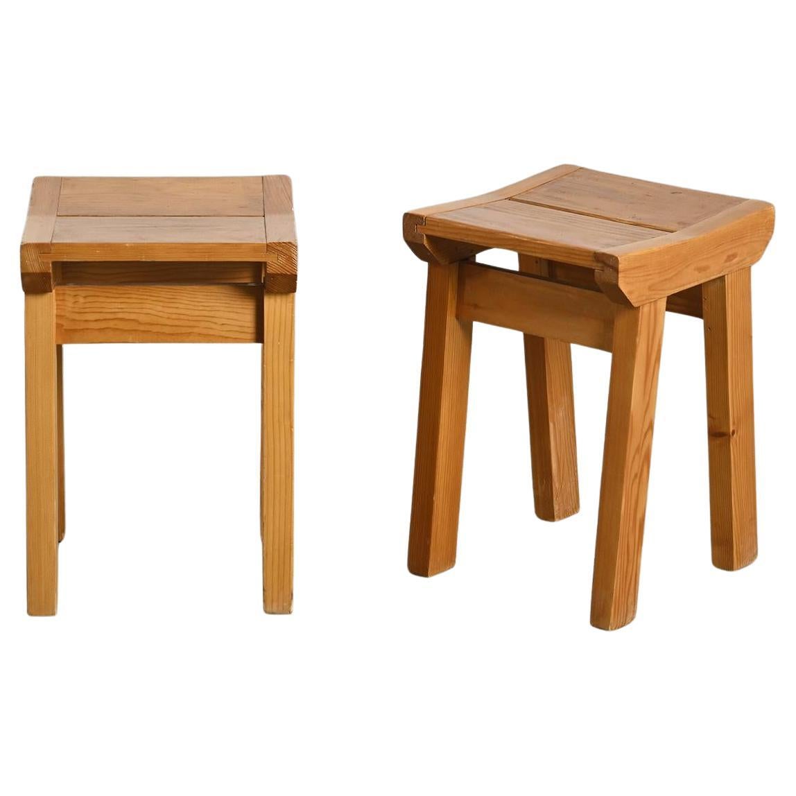 Pair of pine stools by Christian Durupt, Les Arcs 1960 For Sale