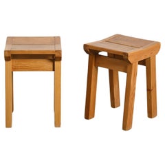 Pair of pine stools by Christian Durupt, Les Arcs 1960