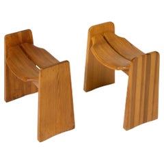 Pair of Pine Stools by Gilbert Marklund, 1970s