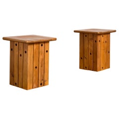 Pair of Pine Stools by Giuseppe Rivadossi