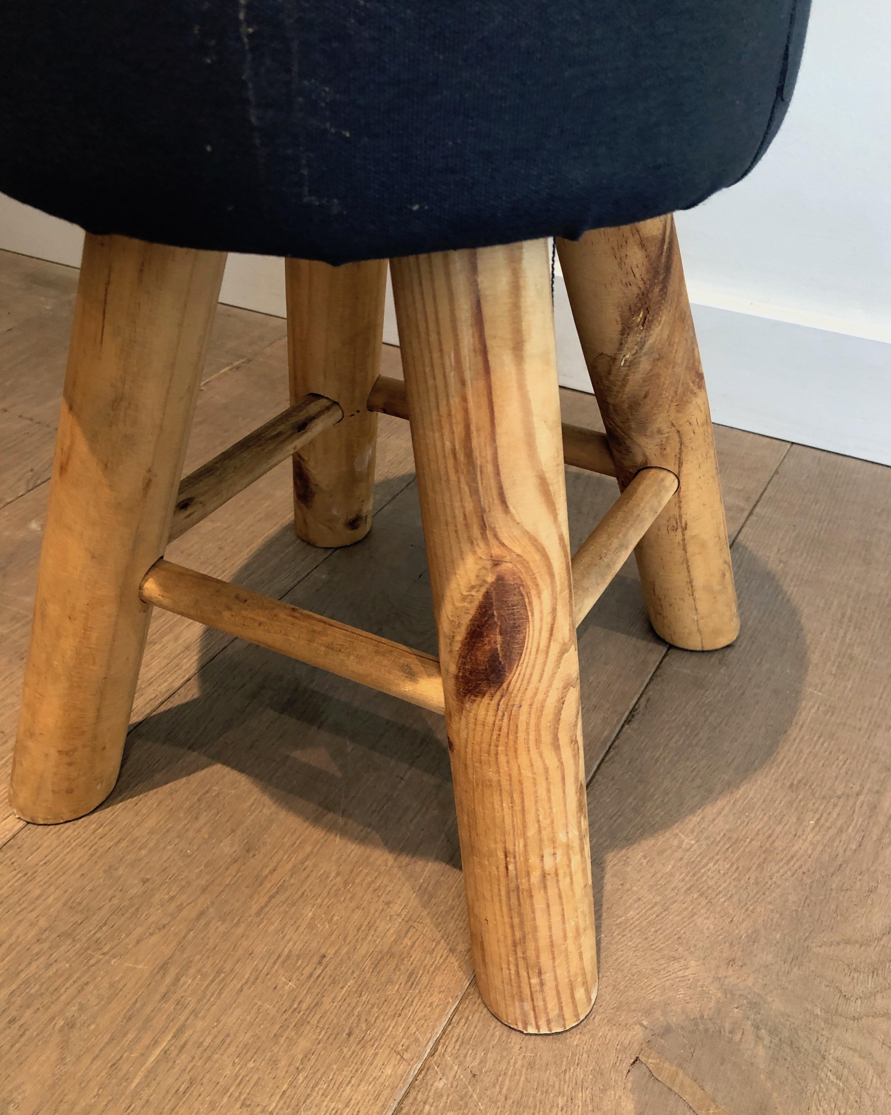 Pair of Pine Stools, French Work, circa 1970 For Sale 4