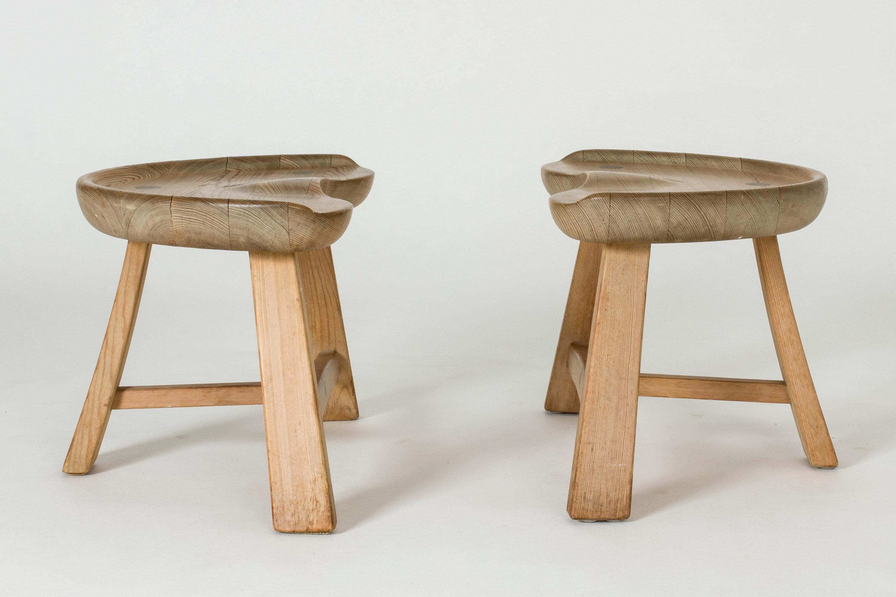 Scandinavian Modern Pair of Pine Stools from Krogenäs