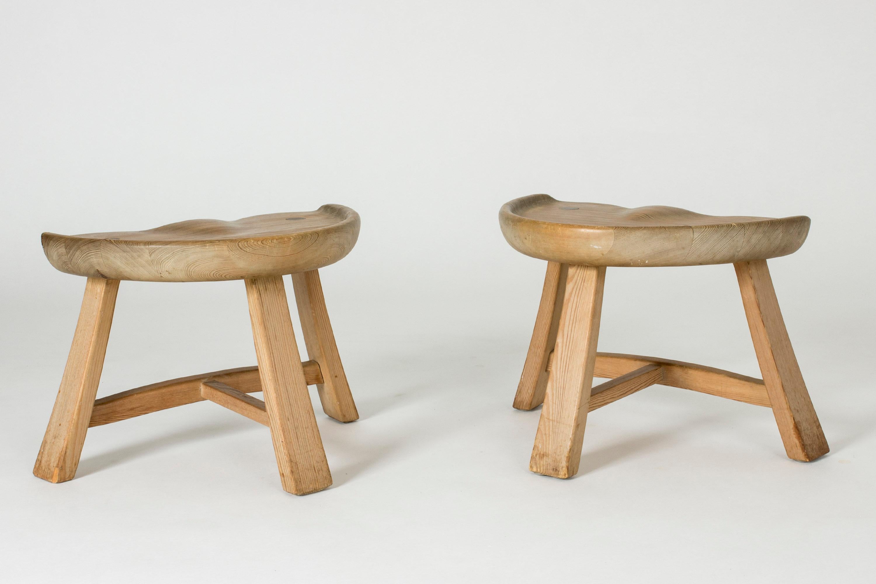 Norwegian Pair of Pine Stools from Krogenäs
