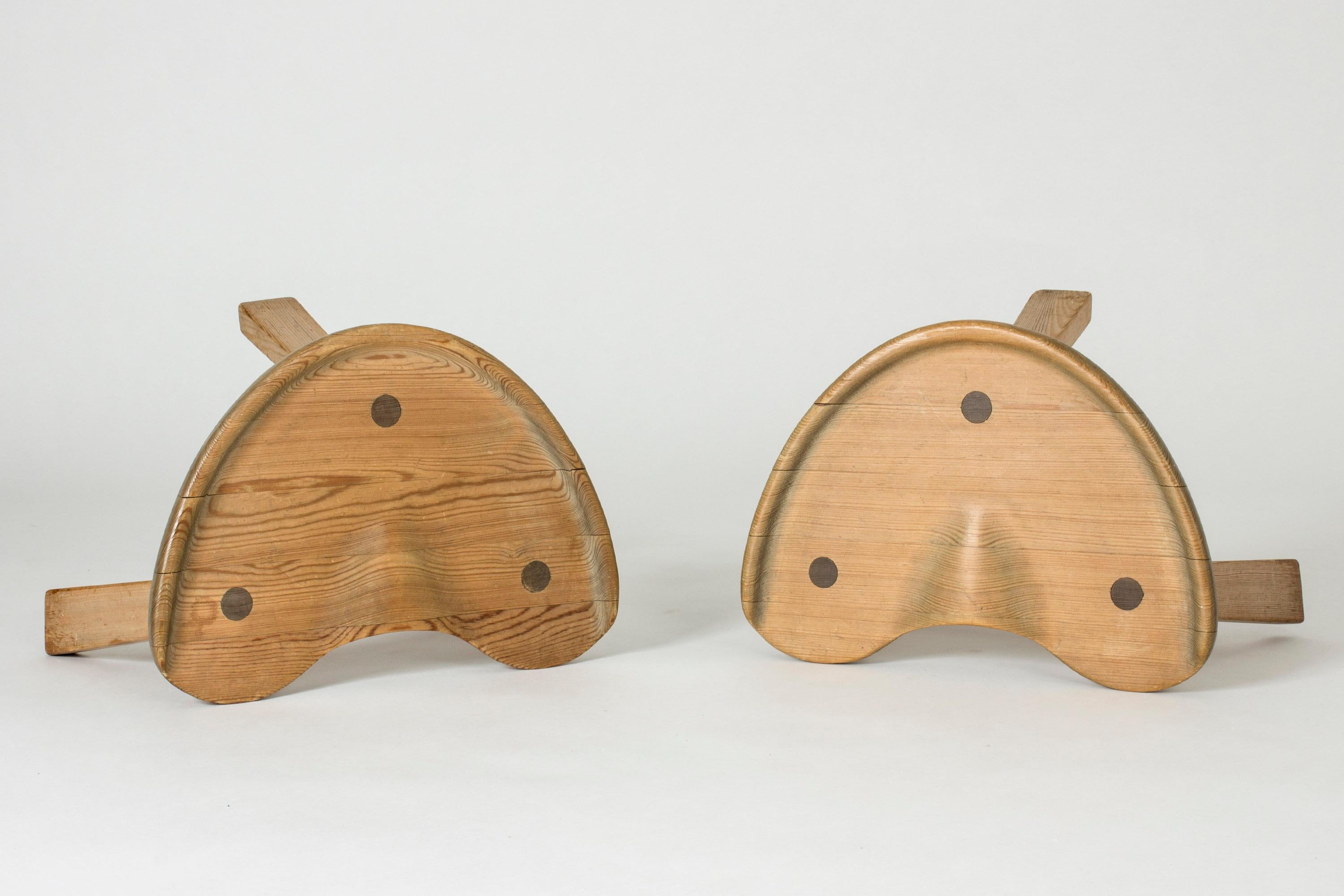 Mid-20th Century Pair of Pine Stools from Krogenäs