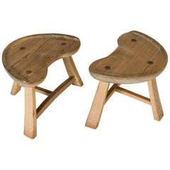 Retro Pair of Pine Stools from Krogenäs