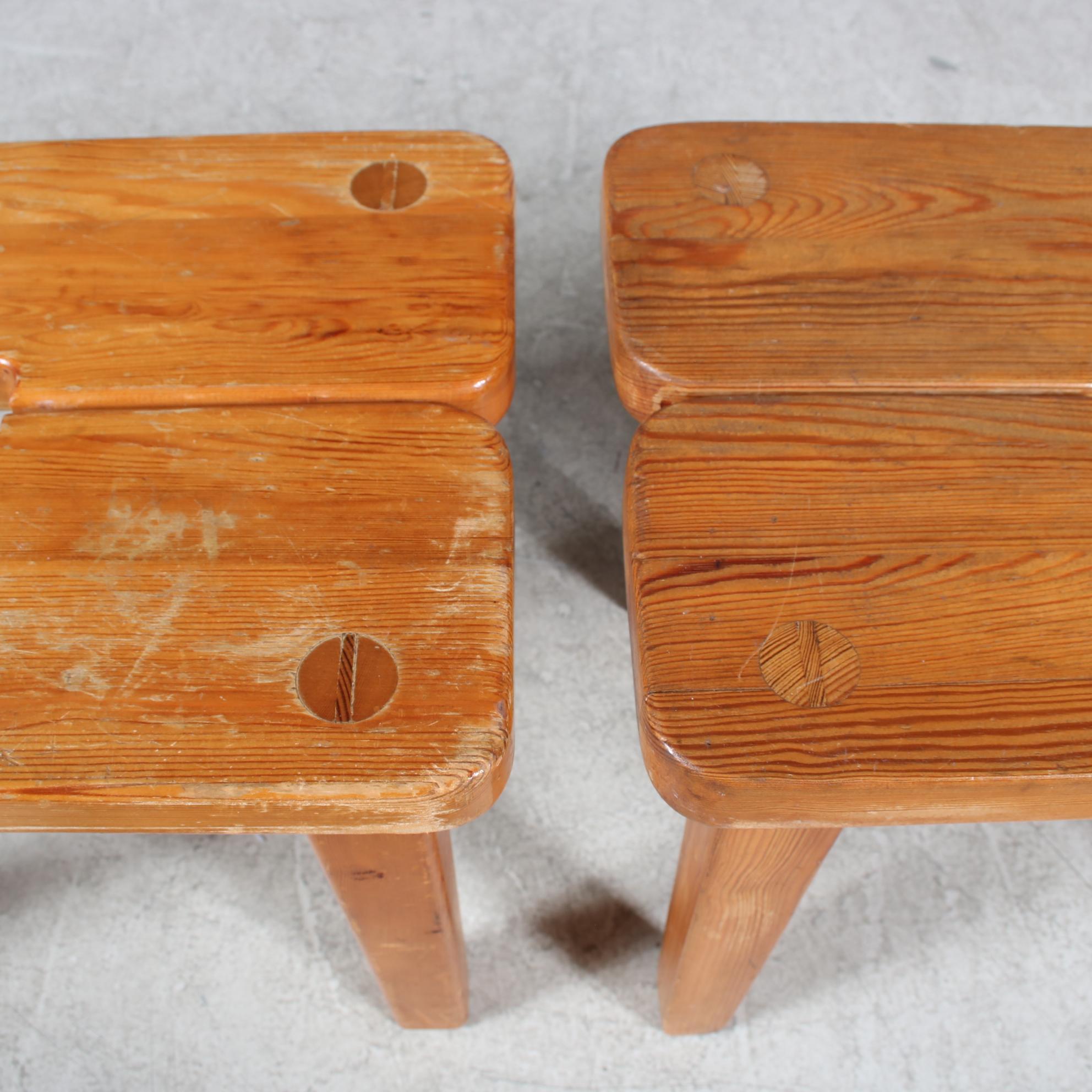 Pair of Pine Stools from Sweden, 1940 For Sale 4