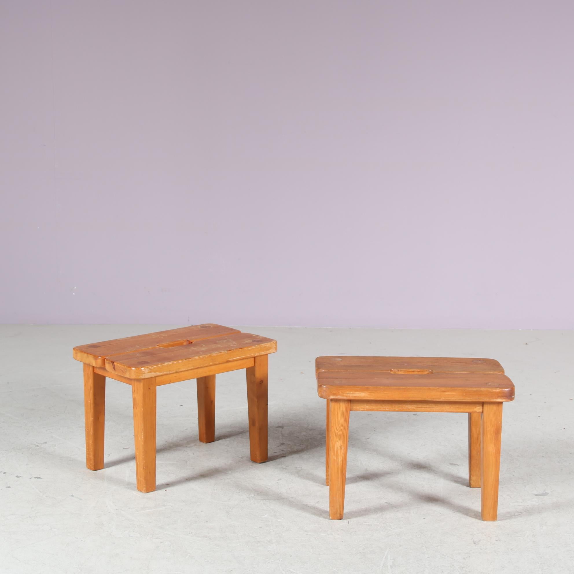 Swedish Pair of Pine Stools from Sweden, 1940 For Sale